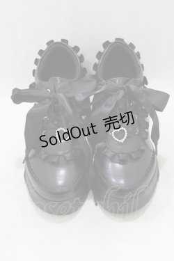 画像1: Amavel / 厚底フリルスニーカー L/24cm~24.5cm ブラック H-26-03-23-074-CA-SH-NS-ZH