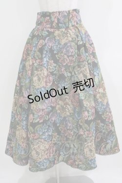 画像1: Kurumi Collaboration / TT*KRゴブランロングスカート L ブラック H-26-03-23-013-GO-SK-NS-ZH