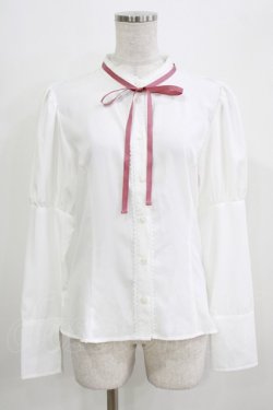 画像1: Kurumi Collaboration / KRデシンジゴスリブラウス L 白 H-26-03-23-025-GO-BL-NS-ZH