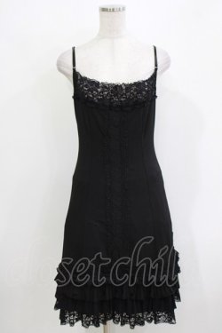 画像1: Ozz oneste / レースフリルインナーキャミワンピース  ブラック H-26-03-24-033-OO-OP-KB-ZH