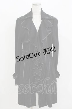 画像1: OZZ ANGELO / レース切替フラッフィーロングジャケット  ブラック H-26-03-24-041-OO-JA-KB-ZH