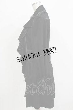 画像2: OZZ ANGELO / レース切替フラッフィーロングジャケット  ブラック H-26-03-24-041-OO-JA-KB-ZH