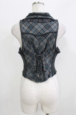 画像3: Ozz Croce / 薔薇刺繍チェック切替ベスト  グレー H-26-03-24-042-OO-TO-KB-ZH