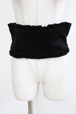 画像1: BPN / 別珍ショートコルセットベルト  黒 H-26-03-24-045-GO-ZA-KB-ZH