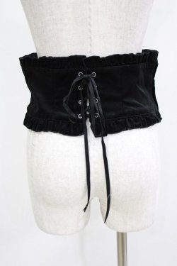 画像2: BPN / 別珍ショートコルセットベルト  黒 H-26-03-24-045-GO-ZA-KB-ZH
