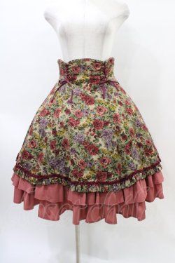 画像1: Victorian maiden / フォレストローズスカート Free グレイベージュ×コーラルレッド Gray Beige x Coral Red H-26-03-24-1027-CL-SK-NS-ZH