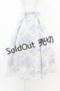 an another angelus / ダブル釦水彩フラワー柄タックスカート Free light blue H-26-03-24-1038-CA-SK-NS-ZH