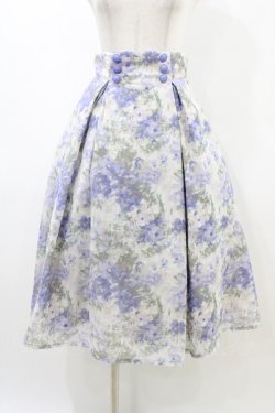 画像1: an another angelus / ダブル釦水彩フラワー柄タックスカート Free light blue H-26-03-24-1038-CA-SK-NS-ZH