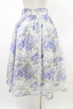 画像2: an another angelus / ダブル釦水彩フラワー柄タックスカート Free light blue H-26-03-24-1038-CA-SK-NS-ZH
