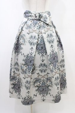 画像1: an another angelus / インテリアフラワー柄タックスカート Free BLUE GRAY H-26-03-24-1039-CA-SK-NS-ZH