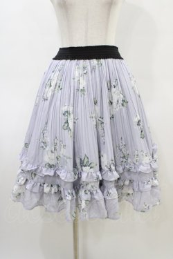 画像1: axes femme / 薔薇柄プリーツフリルスカート M ラベンダー H-26-03-24-1040-AX-SK-NS-ZH