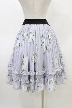画像2: axes femme / 薔薇柄プリーツフリルスカート M ラベンダー H-26-03-24-1040-AX-SK-NS-ZH