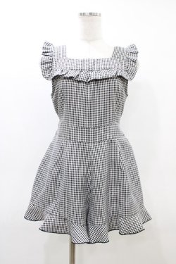 画像1: evelyn / フリルコンビネゾン Free ブラックチェック H-26-03-24-1051-LO-OP-NS-ZH