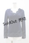 axes femme / 花レースVネックインナー M ネイビー H-26-03-24-1062-AX-TO-NS-ZH