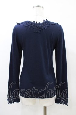画像2: axes femme / 花レースVネックインナー M ネイビー H-26-03-24-1062-AX-TO-NS-ZH