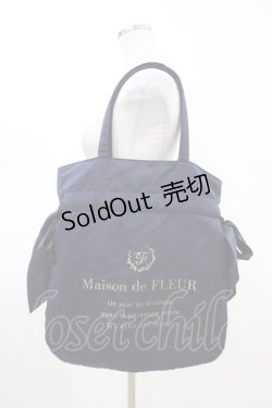 画像1: Maison de FLEUR / ダブルリボンギャザートートバッグ  ネイビー H-26-03-24-1016-LO-BG-NS-ZH