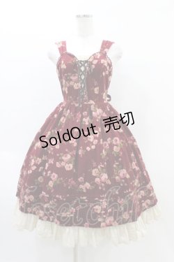 画像1: Victorian maiden / ローズコールレースアップジャンパースカート Free ボルドー H-26-03-24-1025-CL-OP-NS-ZH