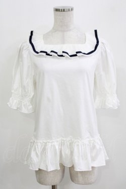 画像1: Leur Getter / グログランラインフリルカットソー  白 H-26-03-24-048-LU-TO-KB-ZH