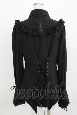 画像3: Ozz oneste / 薔薇刺繍ストライプスリーブブラウス  ブラック H-26-03-24-049-OO-BL-KB-ZH