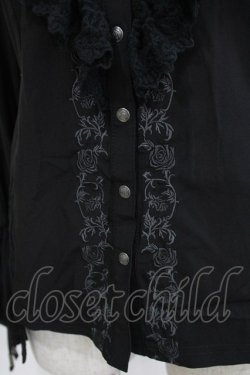 画像4: Ozz oneste / 薔薇刺繍ストライプスリーブブラウス  ブラック H-26-03-24-049-OO-BL-KB-ZH