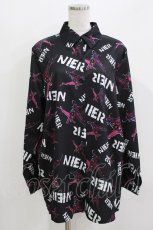 画像1: NieR Clothing / 総柄長袖シャツ  黒×紫 H-26-03-24-052-PU-BL-KB-ZH (1)