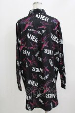 画像3: NieR Clothing / 総柄長袖シャツ  黒×紫 H-26-03-24-052-PU-BL-KB-ZH (3)