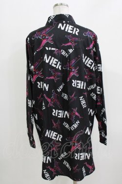 画像3: NieR Clothing / 総柄長袖シャツ  黒×紫 H-26-03-24-052-PU-BL-KB-ZH