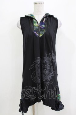 画像1: Qutie Frash / フード付チュニック  ブラック H-26-03-24-053-QU-TO-KB-ZH