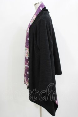 画像2: gouk / 和柄切替カーディガン  ブラック H-26-03-24-054-GO-TO-KB-ZH