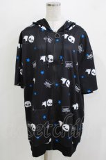 画像1: NieR Clothing / 総柄ZIP半袖パーカー F 黒 H-26-03-24-060-PU-TO-KB-ZH (1)