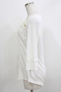 画像2: OZZ ANGELO / ビジュー付切替カットソー  オフホワイト H-26-03-24-066-OO-TO-KB-ZH