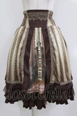 画像1: Ozz oneste / バッスル風プリントスカート  茶 H-26-03-24-011-OO-SK-KB-ZH