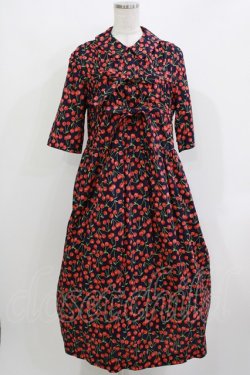 画像1: Jane Marple Dans Le Salon / Falling cherriesダブルリボンドレス  ネイビー H-26-03-24-018-JM-OP-KB-ZH