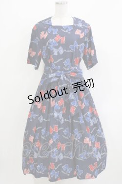 画像1: Jane Marple / Anniversary ribbonsマリンカラードレス  ネイビー H-26-03-24-019-JM-OP-KB-ZH