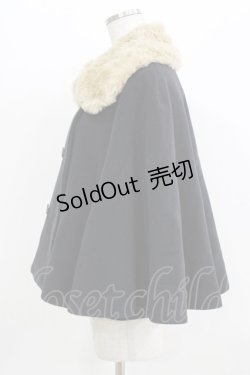 画像2: Jane Marple / ファーカラーのケープコート  ネイビー H-26-03-25-026-JM-CO-KB-ZH