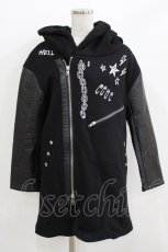 画像1: HELL CAT PUNKS / ボアフードライダースコート  ブラック H-26-03-25-030-PU-CO-KB-ZTC078 (1)