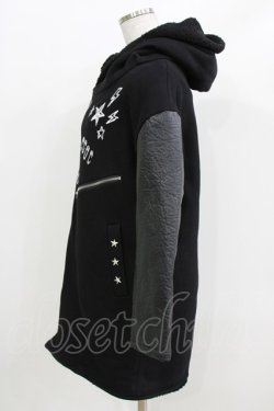 画像2: HELL CAT PUNKS / ボアフードライダースコート  ブラック H-26-03-25-030-PU-CO-KB-ZH