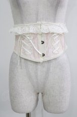 画像1: MR corset / レース切替ショートコルセット  オフ×ピンク H-26-03-25-033-PU-ZA-KB-ZH (1)