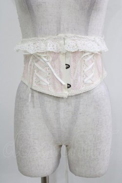 画像1: MR corset / レース切替ショートコルセット  オフ×ピンク H-26-03-25-033-PU-ZA-KB-ZH