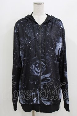 画像1: NieR Clothing / 総柄ZIPパーカー F 黒 H-26-03-25-034-PU-TO-KB-ZH