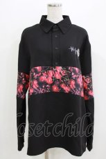 画像1: NieR Clothing / プリント切替ブラウス  黒×チェリープリント H-26-03-25-043-PU-BL-KB-ZH (1)