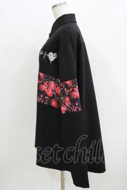 画像2: NieR Clothing / プリント切替ブラウス  黒×チェリープリント H-26-03-25-043-PU-BL-KB-ZH