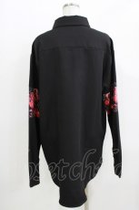 画像3: NieR Clothing / プリント切替ブラウス  黒×チェリープリント H-26-03-25-043-PU-BL-KB-ZH (3)