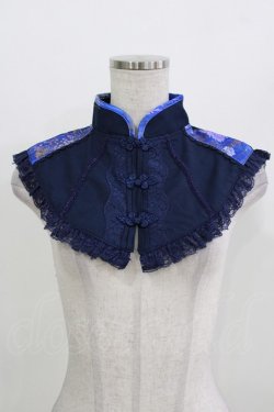 画像1: Ozz oneste / チャイナボタンつけ襟  紺 H-26-03-25-062-OO-ZA-KB-ZH