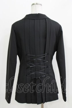 画像3: carina e Arle quin / 後ろ編み上げプリーツジャケット  ブラック H-26-03-25-013-LO-JA-KB-ZH