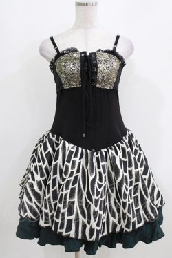 画像1: Qutie Frash / キャミワンピース  黒×緑 H-26-03-25-003-QU-OP-KB-ZH