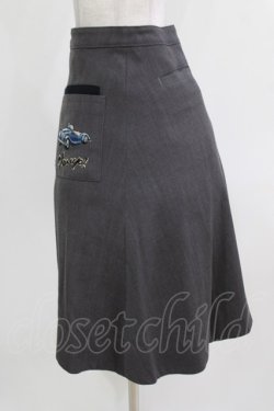 画像2: Jane Marple Dans Le Salon / The good oldのCar EMBポケットスカート  ミックスグレイ×ネイビー H-26-03-27-024-JM-SK-KB-ZH