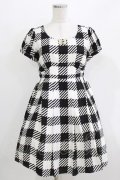 Emily Temple cute / Emilyギンガムパフスリーブワンピース M ブラック H-26-03-27-025-ET-OP-KB-ZH