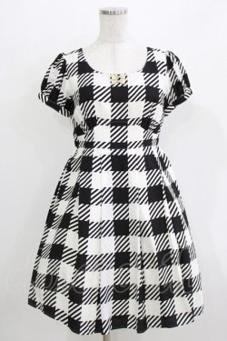 画像1: Emily Temple cute / Emilyギンガムパフスリーブワンピース M ブラック H-26-03-27-025-ET-OP-KB-ZH