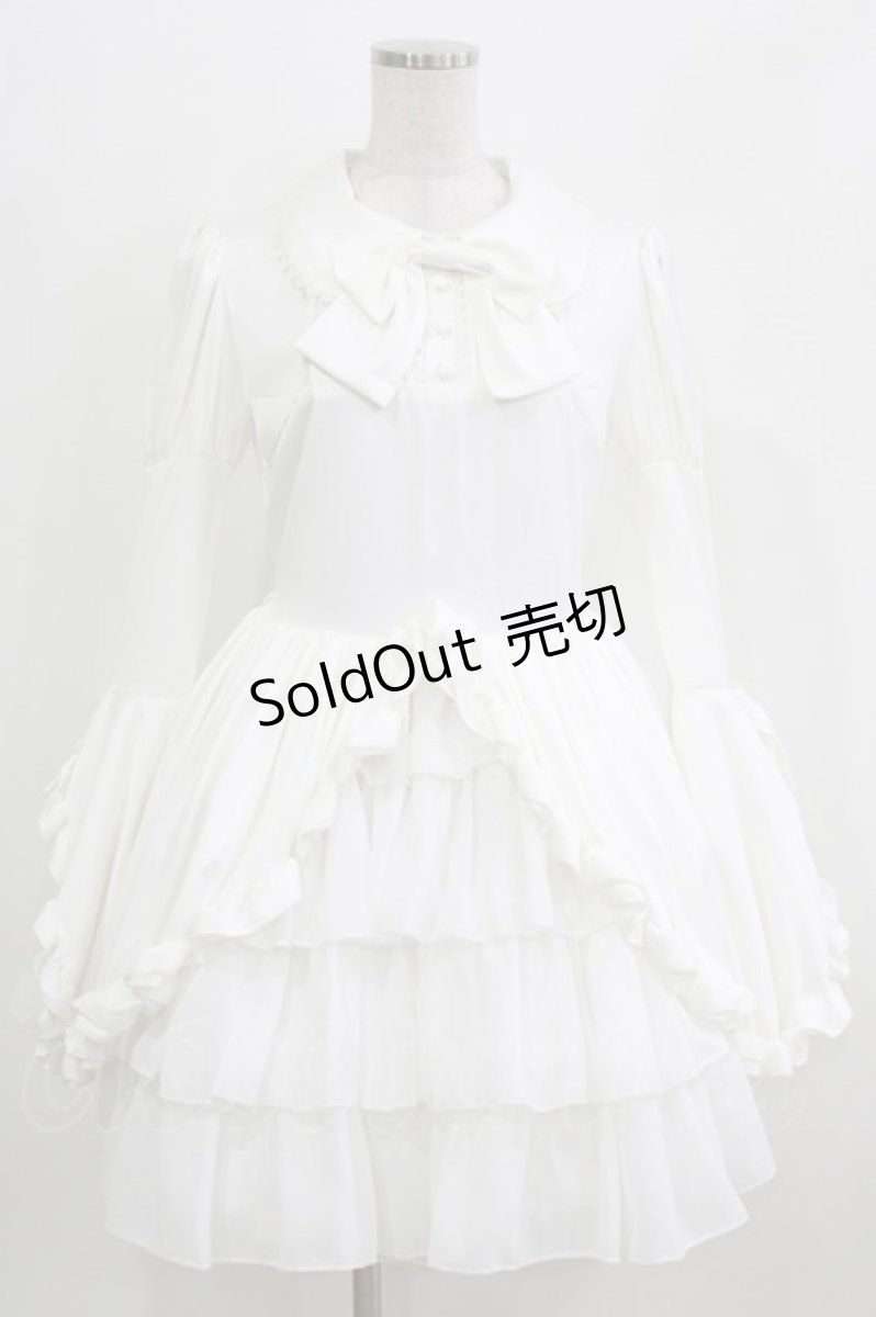 画像1: ATELIER PIERROT / Frilly Ribbon Belle Dress  ホワイト H-26-03-27-003-EL-OP-KB-ZH (1)